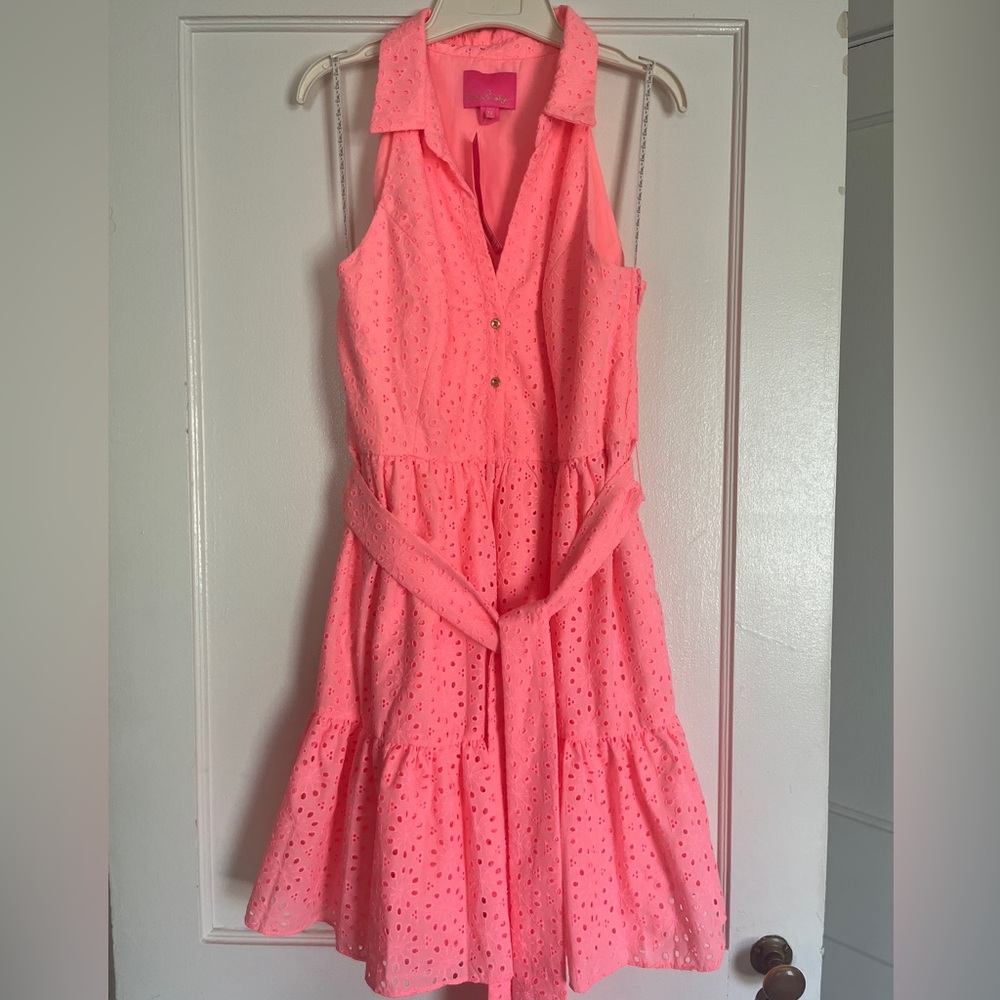 Lilly Pulitzer Bright Coral Eyelet Dress